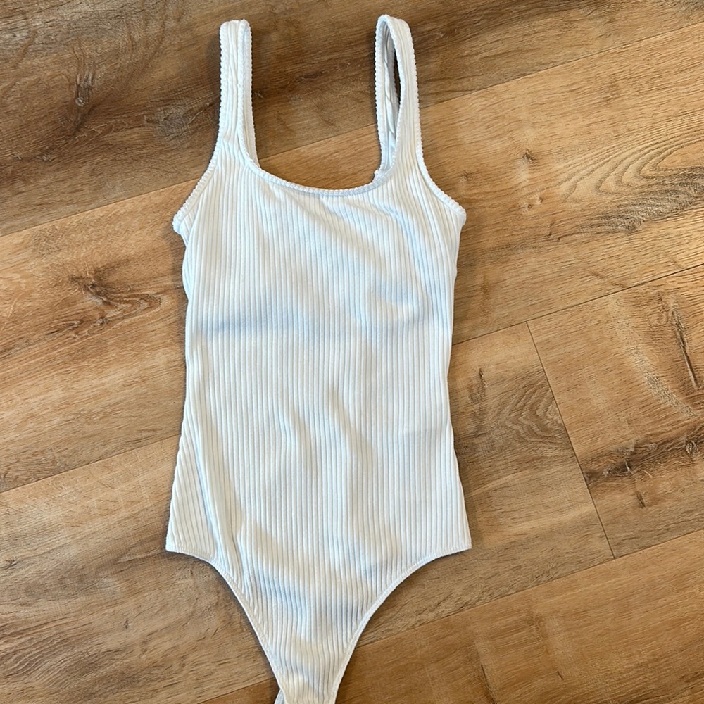 Hollister White Ribbed Bodysuit